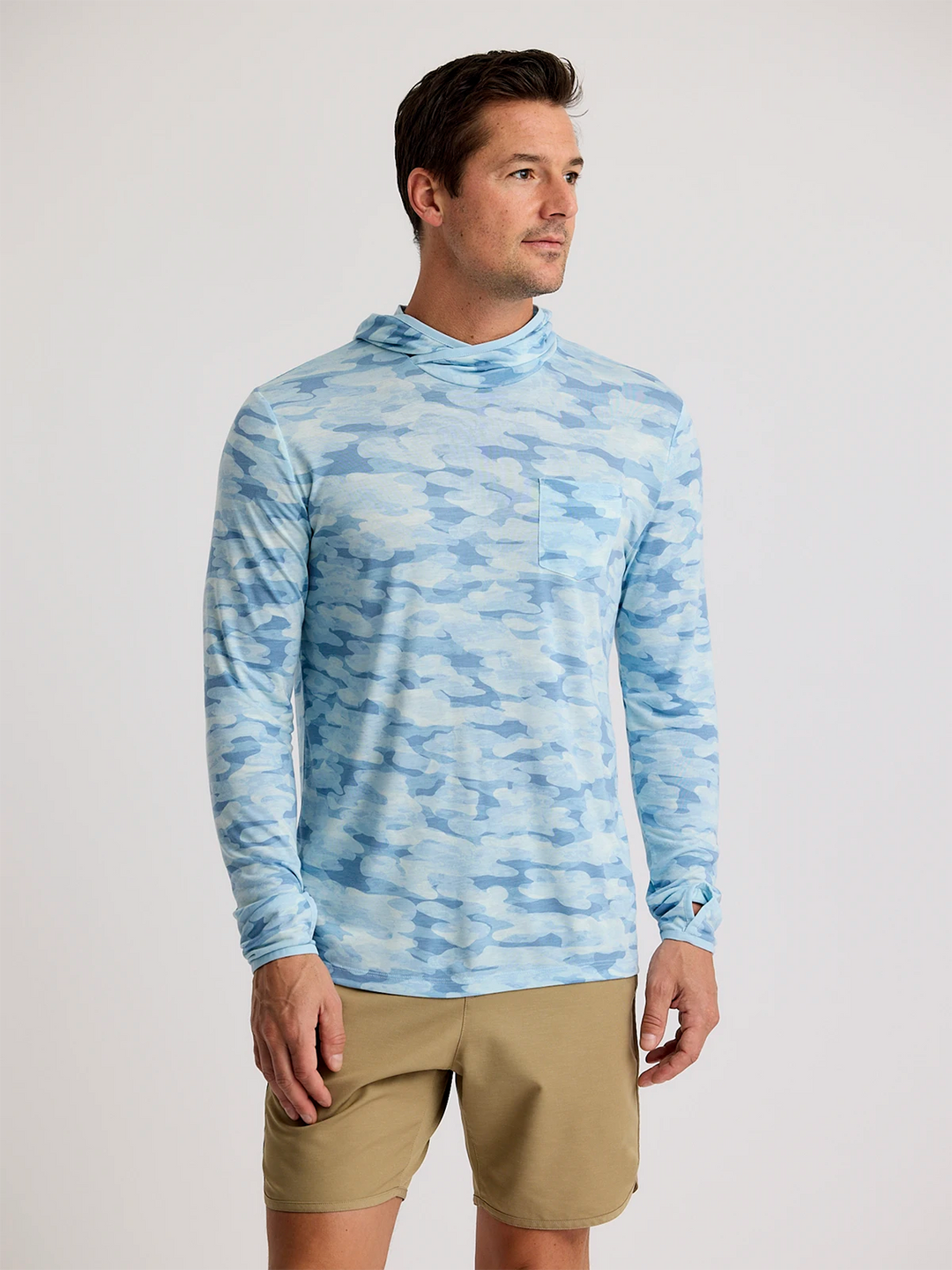 Free Fly Men'S Bamboo Lightweight Hoodie - Seasmoke Camo - Surf Blue - Sun Diego Boardshop