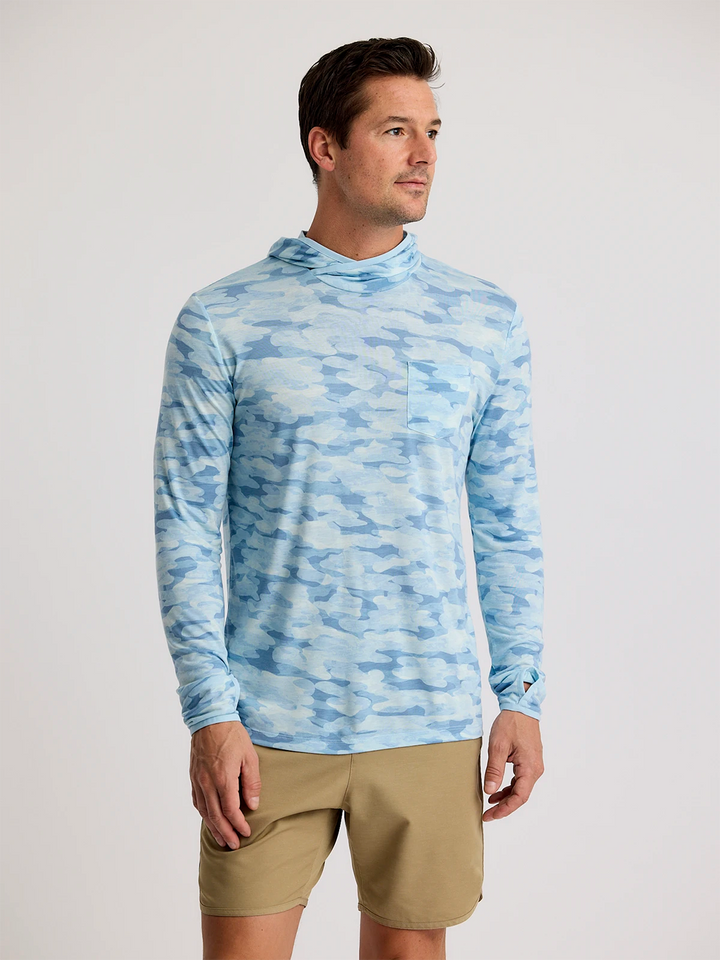 Free Fly Men'S Bamboo Lightweight Hoodie - Seasmoke Camo - Surf Blue - Sun Diego Boardshop