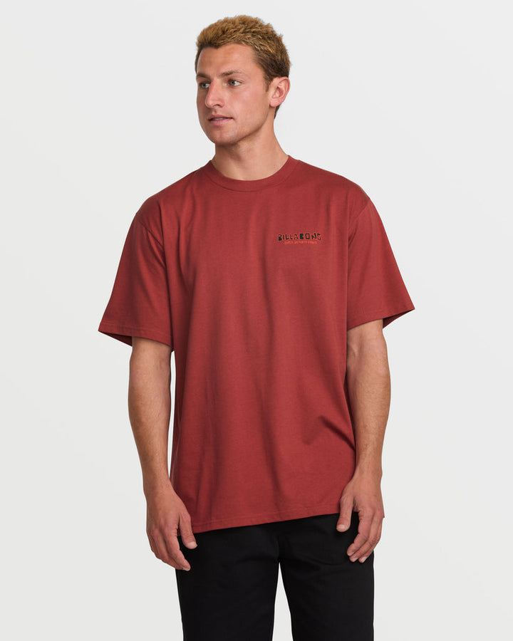 Billabong Twin Peaks Regular Short Sleeve Tee - DUSTY RED - Sun Diego Boardshop