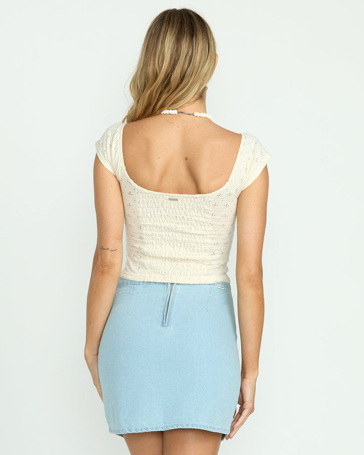 Billabong Mia Tie-Front Top - White Cap - Sun Diego Boardshop