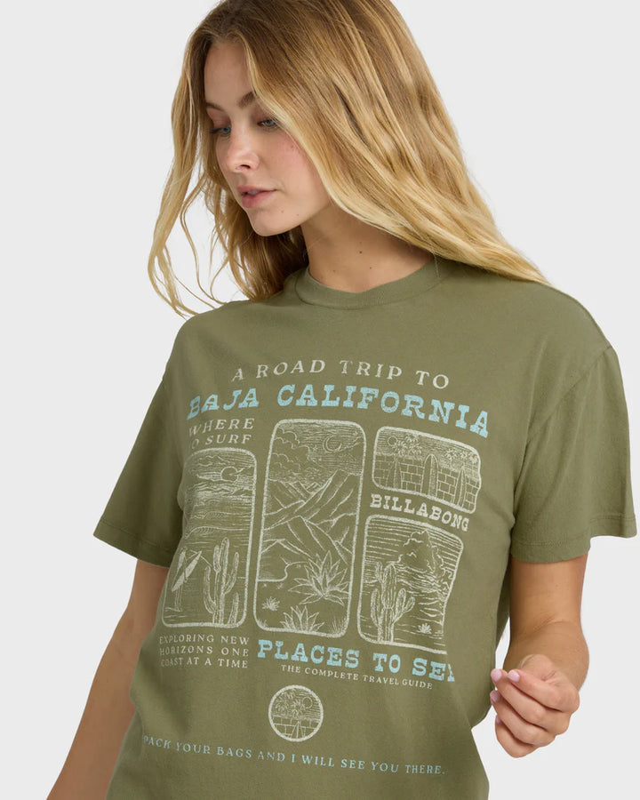 Billabong Flying To The Moon Short Sleeve T-Shirt - Dark Olive - Sun Diego Boardshop