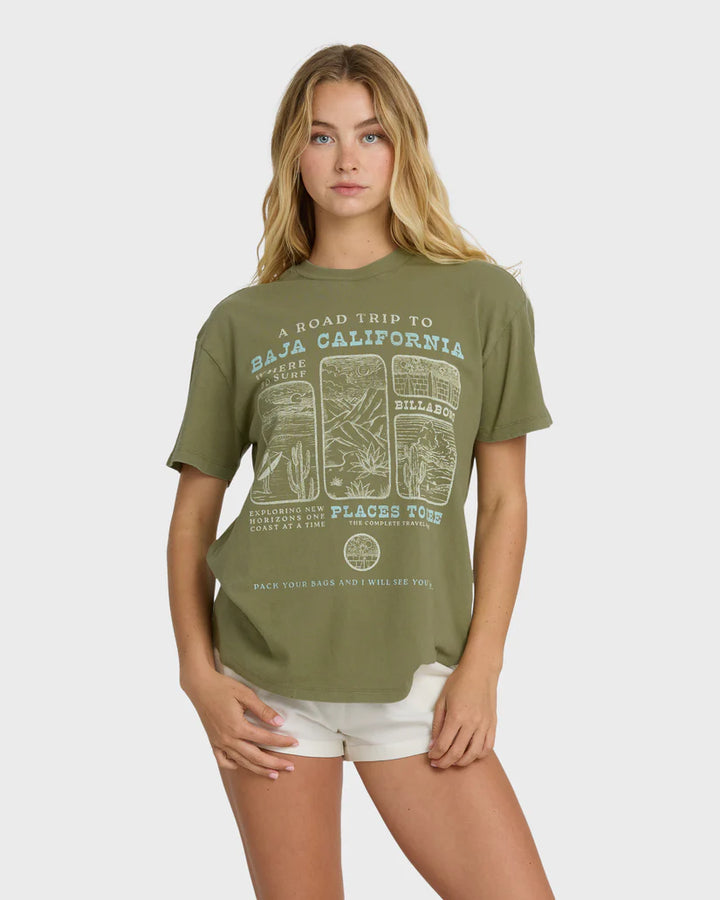 Billabong Flying To The Moon Short Sleeve T-Shirt - Dark Olive - Sun Diego Boardshop