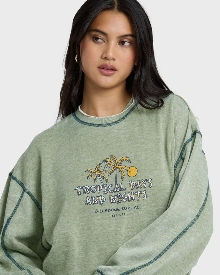 Billabong All The Days Kendal Crewneck Sweatshirt - Dark Olive