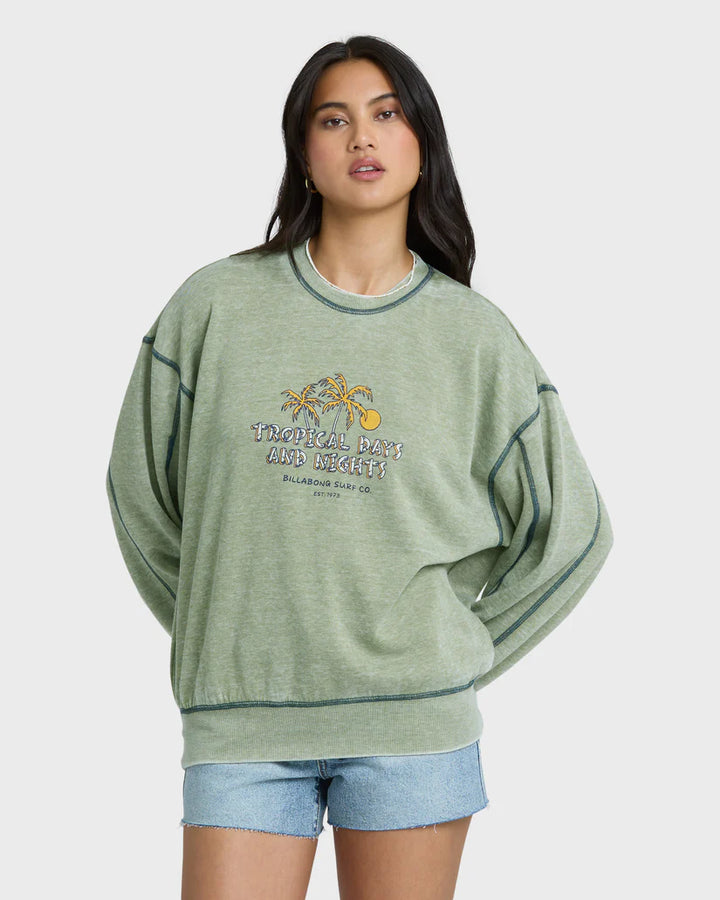 Billabong All The Days Kendal Crewneck Sweatshirt - Dark Olive