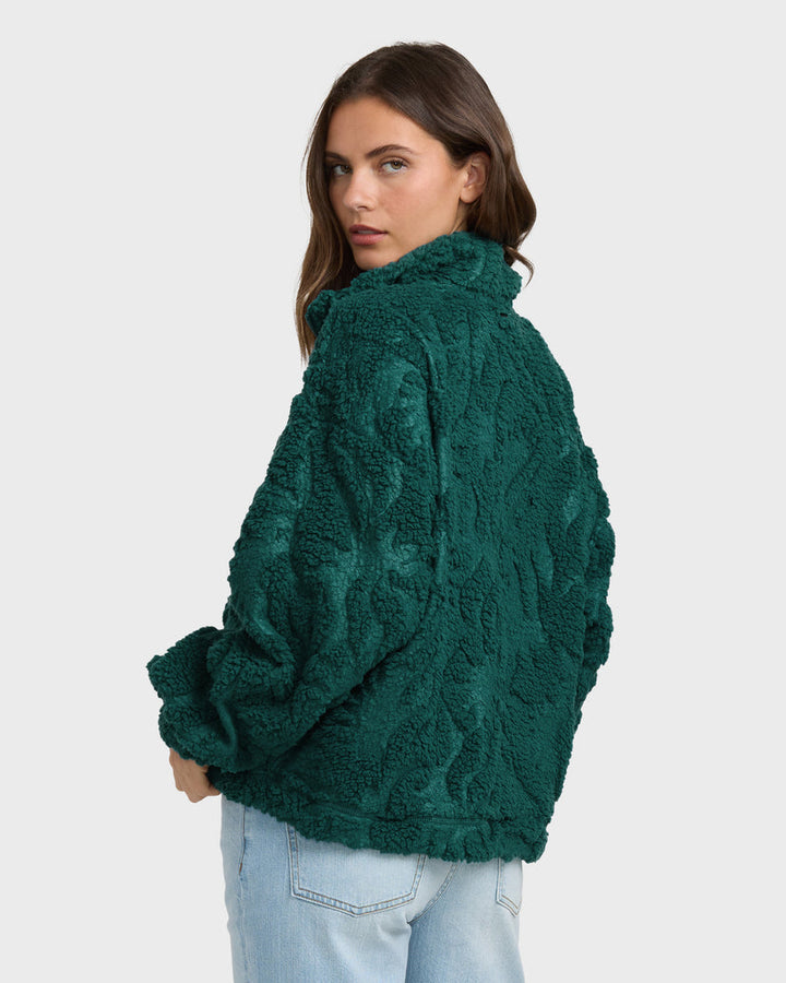 Billabong All The Time Sherpa Half Zip Sweatshirt - Spruce Green - Sun Diego Boardshop