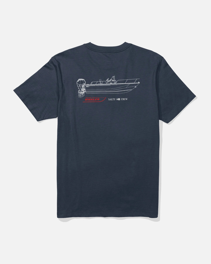 Salty Crew Men's Whaler Schematic Crew Tee - Navy