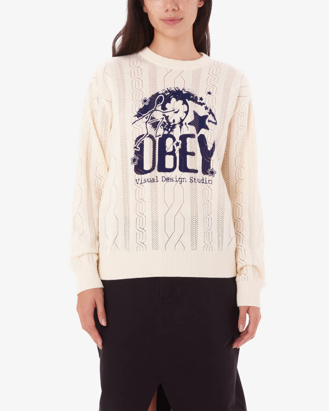 Obey STUDIO CREWNECK SWEATER - UNBLEACHED - Sun Diego Boardshop