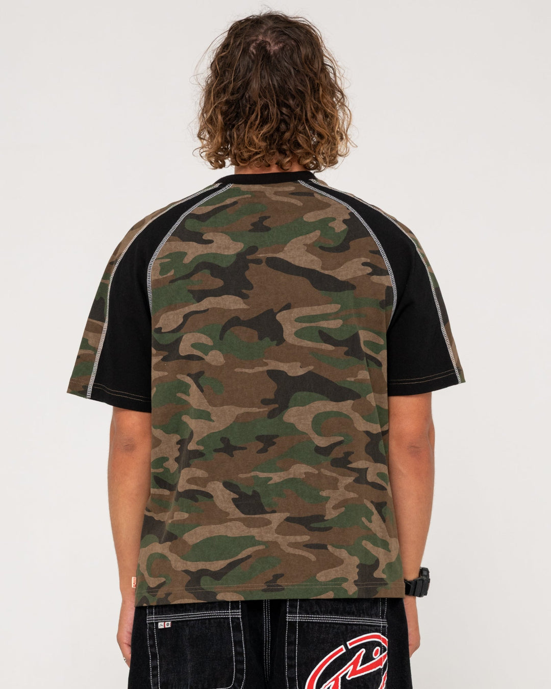 Rusty Woof Raglan Short Sleeve Tee - Camo - Sun Diego Boardshop