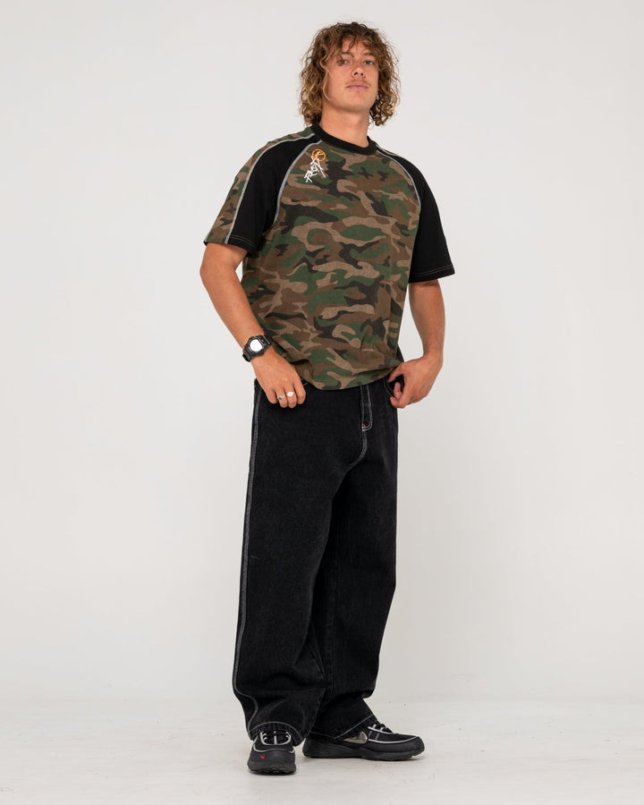 Rusty Woof Raglan Short Sleeve Tee - Camo - Sun Diego Boardshop