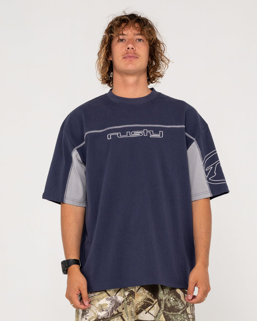 Rusty Cyberwave Short Sleeve Tee - Dark Blue - Sun Diego Boardshop
