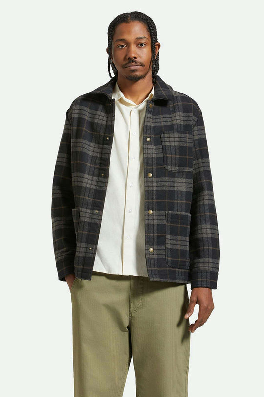 Brixton Shop Menswear Chore Coat - BLACK/CHARCOAL PLAID - Sun Diego Boardshop