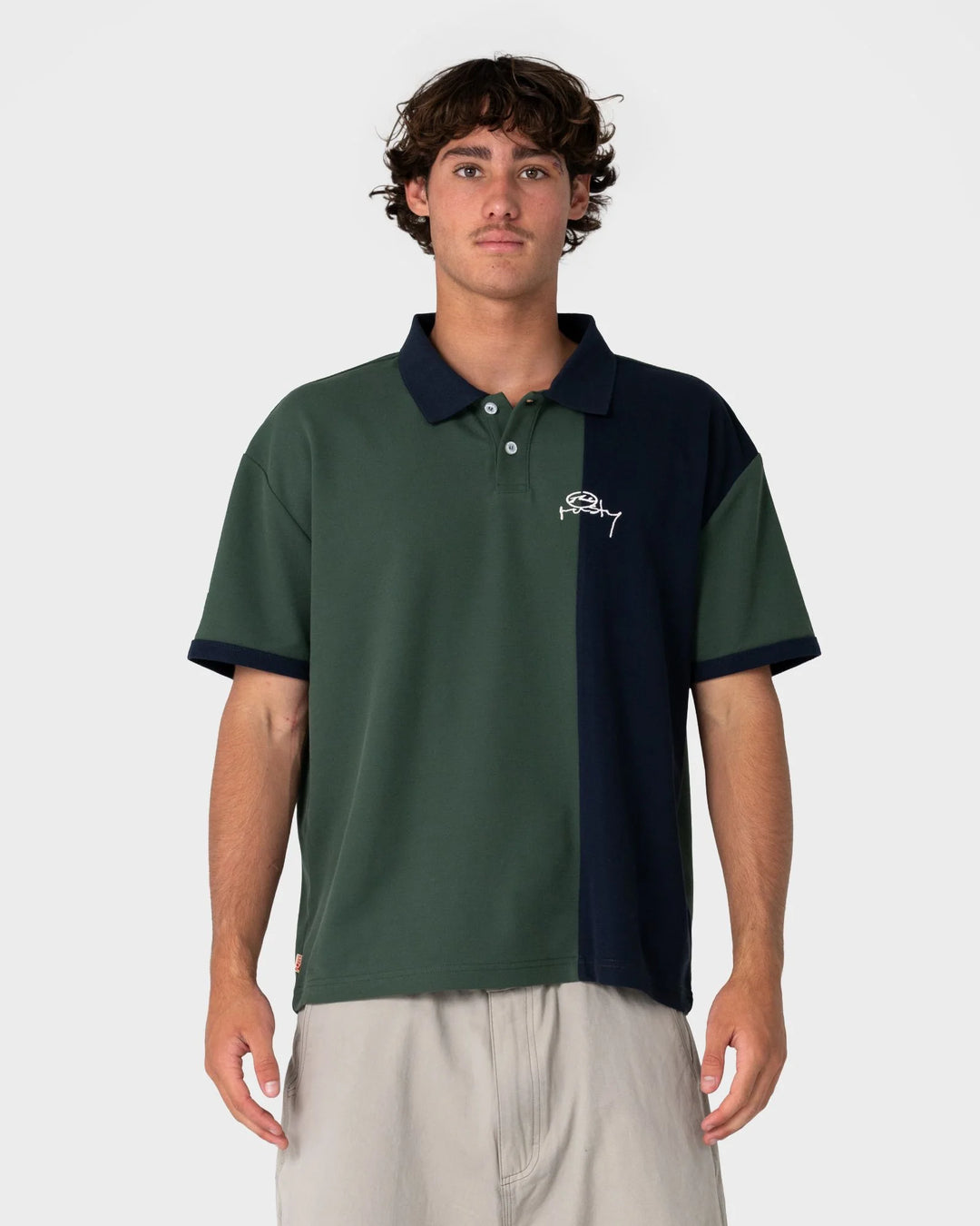 Rusty Men's Pop Top Panelled Polo - Green Gables - Sun Diego Boardshop