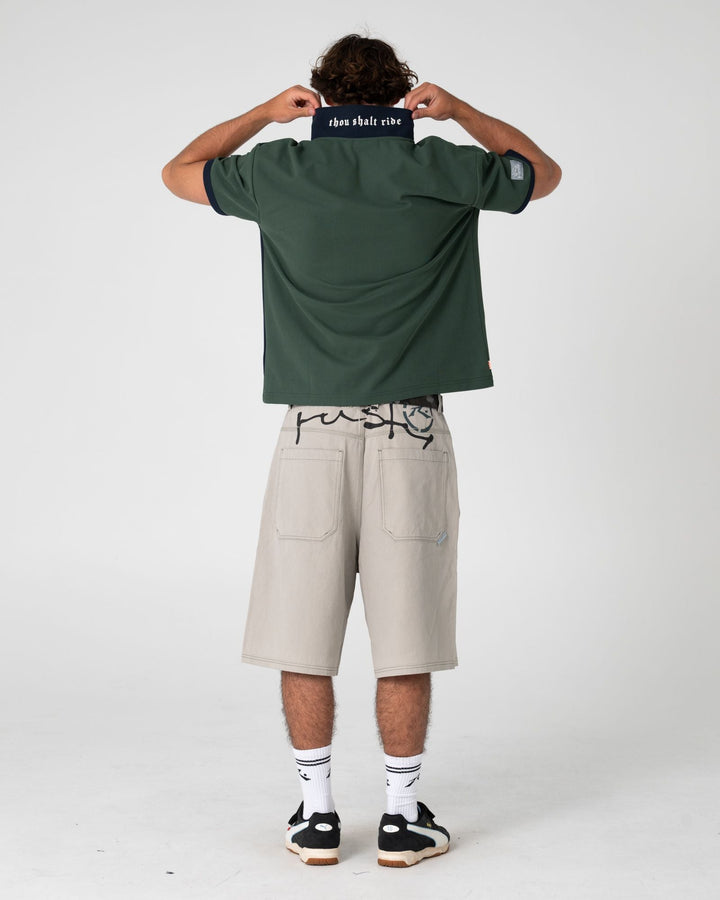 Rusty Mens Pop Top Panelled Polo Green Gables - Sun Diego Boardshop