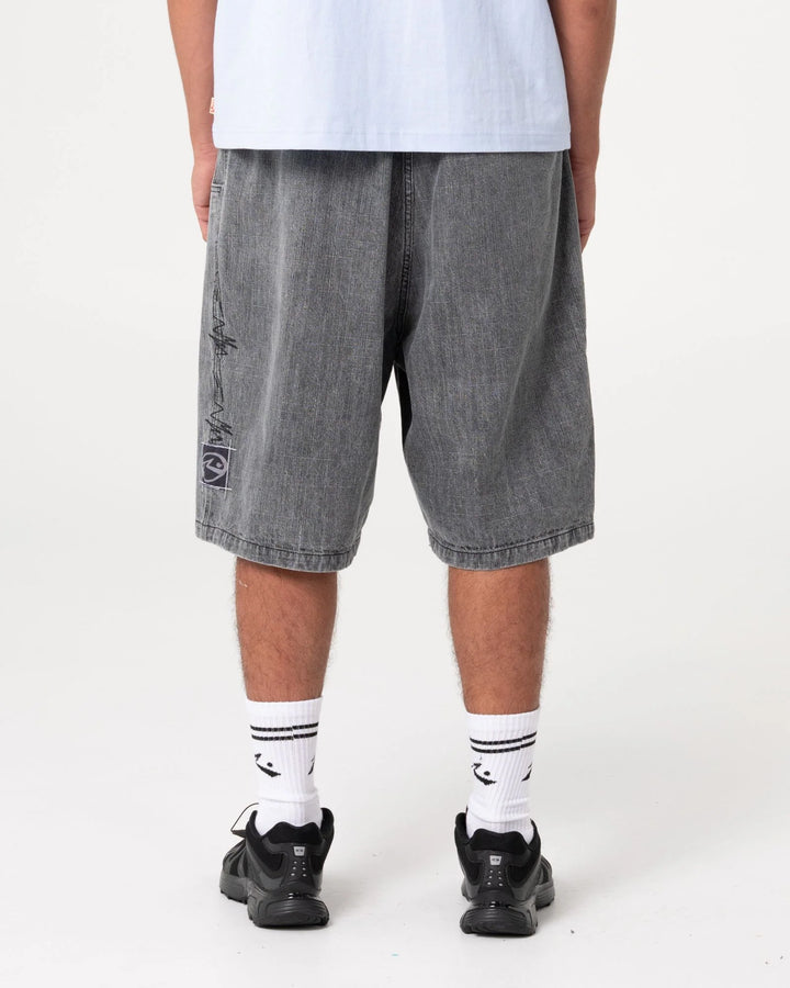 Rusty Men's Mista Slub Extra Baggy Short - Washed Black - Sun Diego Boardshop