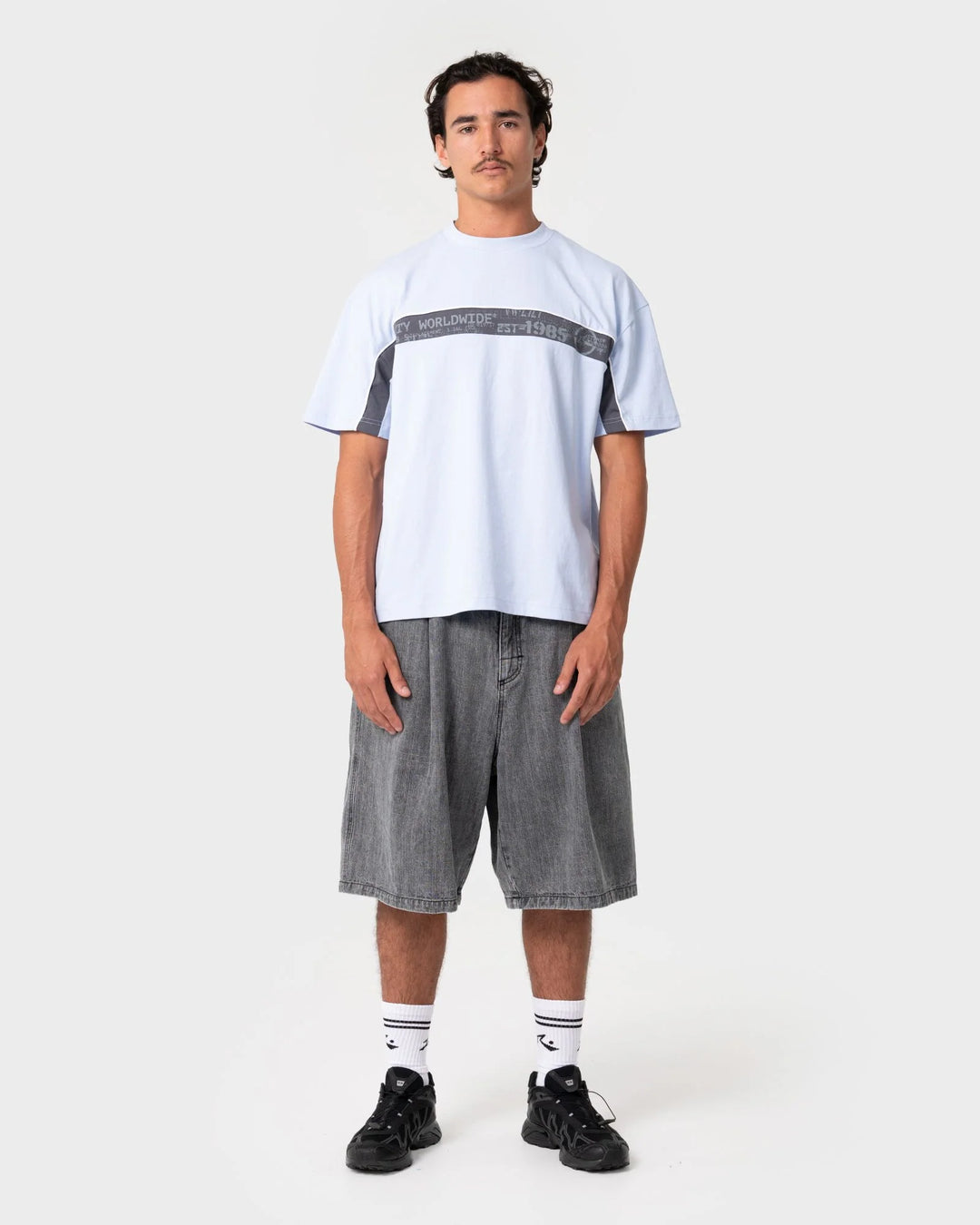 Rusty Men's Mista Slub Extra Baggy Short - Washed Black - Sun Diego Boardshop