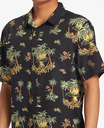 Quiksilver Palm Spritz Short Sleeve Woven Shirt - Black - Sun Diego Boardshop