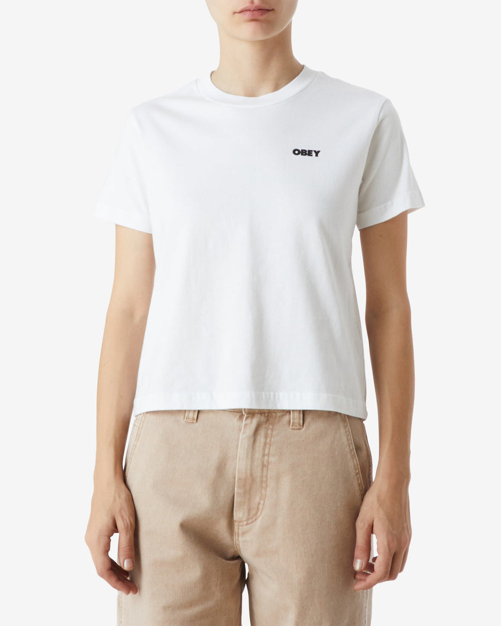 Obey ICON WARNING KAYLIN T-SHIRT - WHITE - Sun Diego Boardshop