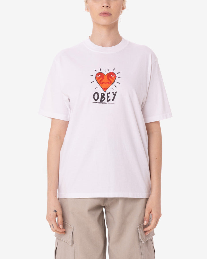 Obey HEART SCRIBBLE MAXINE PIGMENT T-SHIRT - WHITE - Sun Diego Boardshop