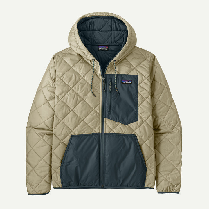 Patagonia Men's Diamond Quilted Bomber Hoody - Weathered Stone W Summit Blue - Sun Diego Boardshop