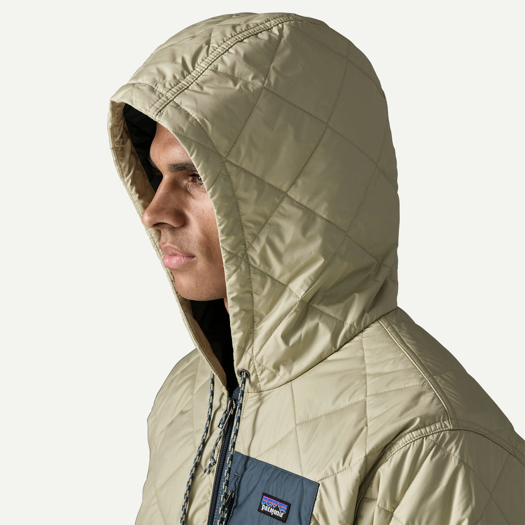 Patagonia Men's Diamond Quilted Bomber Hoody - Weathered Stone W Summit Blue - Sun Diego Boardshop