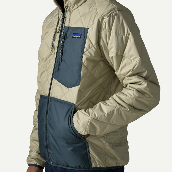 Patagonia Men's Diamond Quilted Bomber Hoody - Weathered Stone W Summit Blue - Sun Diego Boardshop