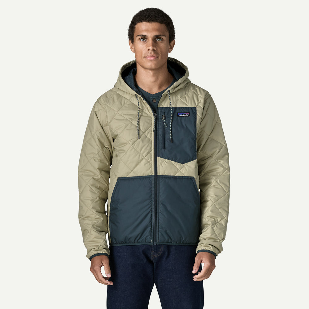 Patagonia Men's Diamond Quilted Bomber Hoody - Weathered Stone W Summit Blue - Sun Diego Boardshop