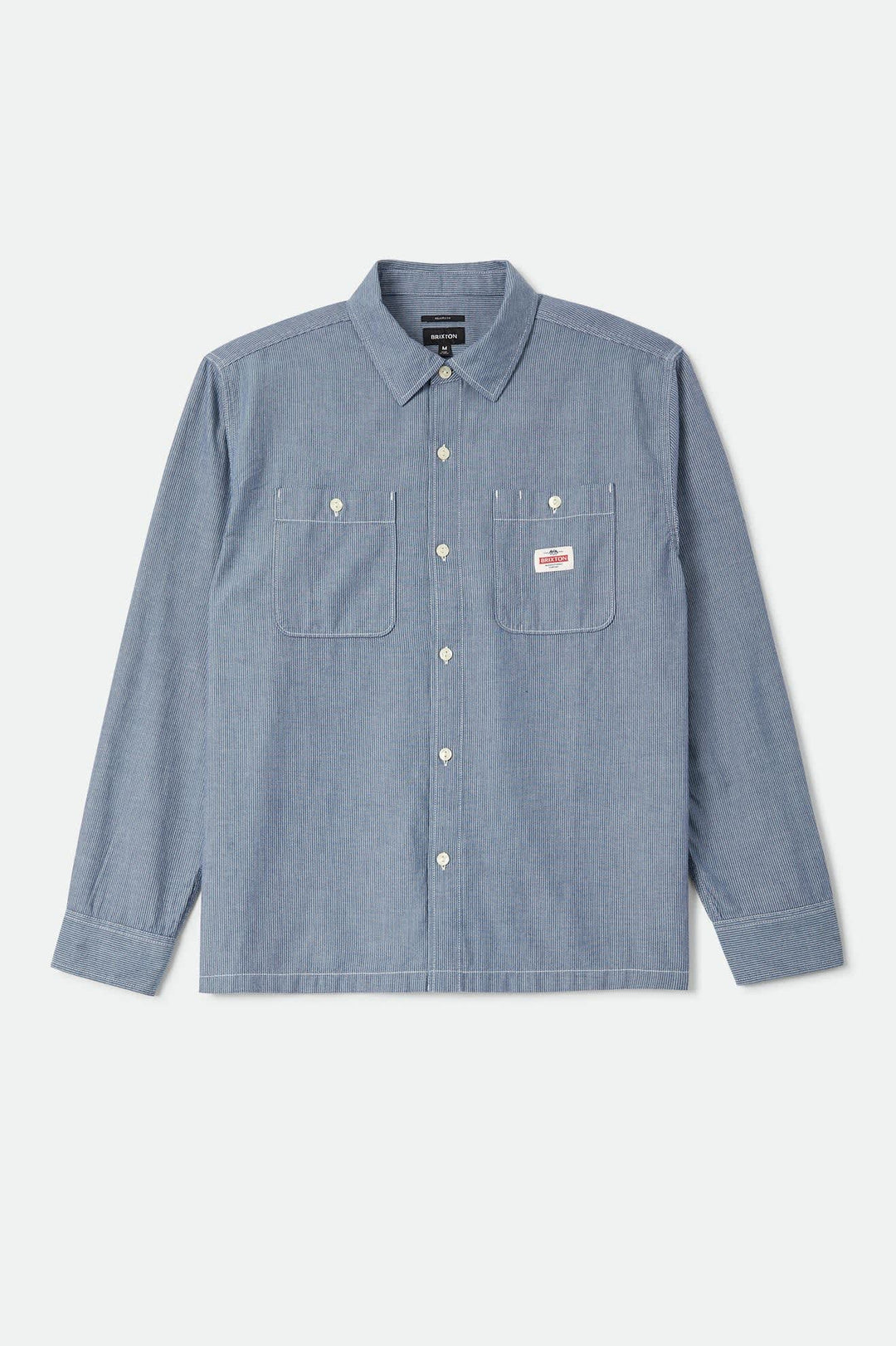 Brixton Men's Trademark Long Sleeve Shirt - Blue Chambray Micro Stripe - Sun Diego Boardshop