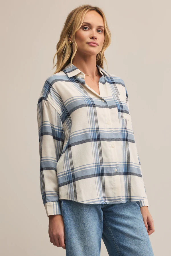 Z-Supply River Plaid Button Up - Vintage Indigo - Sun Diego Boardshop