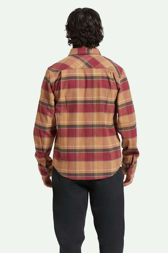 Brixton Builders Bowery Stretch Water Resistant L/S Flannel - WOODSMOKE/CORDOVAN RED/WASHED BLACK - Sun Diego Boardshop