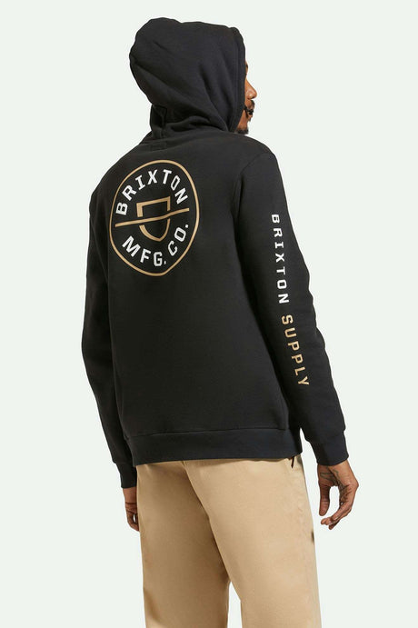 Brixton Crest Hoodie - BLACK/SAND/WHITE - Sun Diego Boardshop