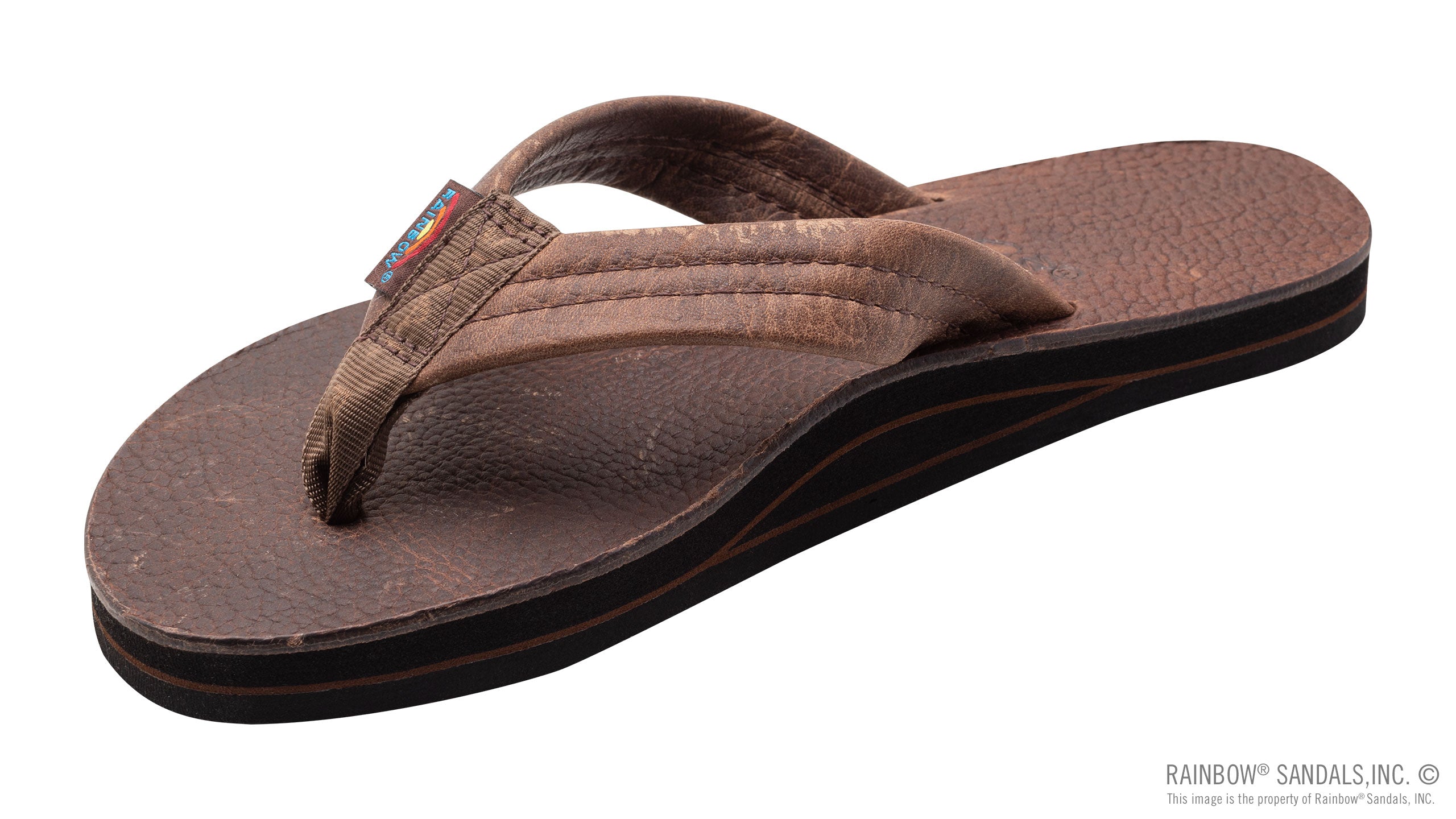 New good Rainbow Men's Leather Single Layer Wide Strap Arch Support Sandal XX Large