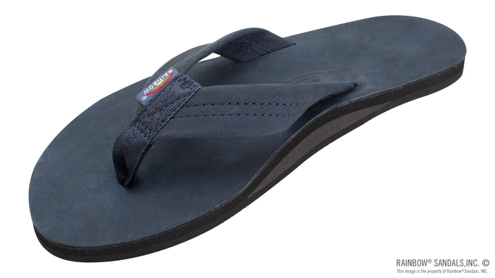 Rainbow Sandals Men's Single Layer Premier Leather with Arch Support 1" Strap - Navy - Sun Diego Boardshop