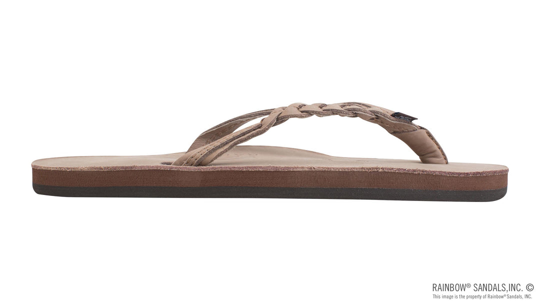 Rainbow Women's Flirty Braidy Single Layer 1/2" Narrow Strap with Braid - Dark Brown