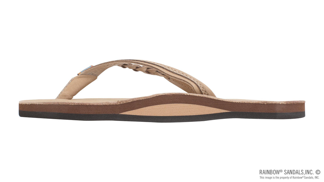Rainbow Flirty Braidy Single Layer Premier Leather 1/2" Narrow Strap With Braid - Sierra Brown - Sun Diego Boardshop