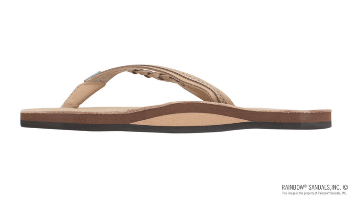Rainbow Flirty Braidy Single Layer Premier Leather 1/2" Narrow Strap With Braid - Sierra Brown - Sun Diego Boardshop