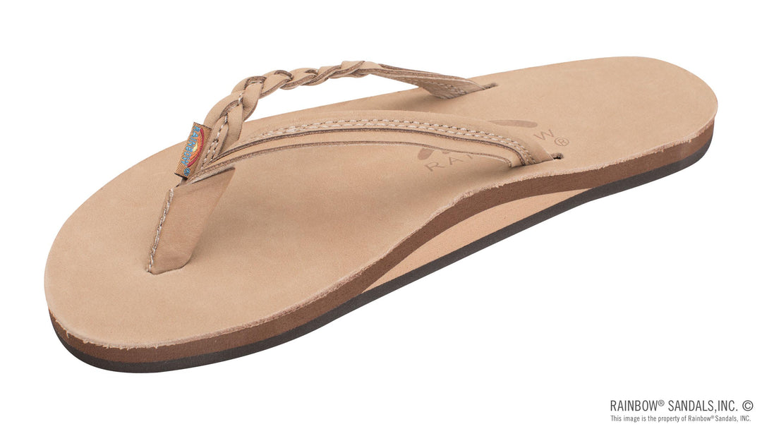 Rainbow Flirty Braidy Single Layer Premier Leather 1/2" Narrow Strap With Braid - Sierra Brown - Sun Diego Boardshop