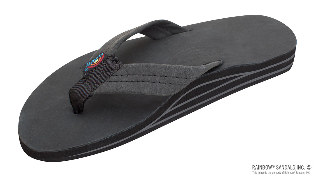 RAINBOW SANDALS Men's Double Layer Premier Leather with Arch Support Sandal - BLACK - Sun Diego Boardshop