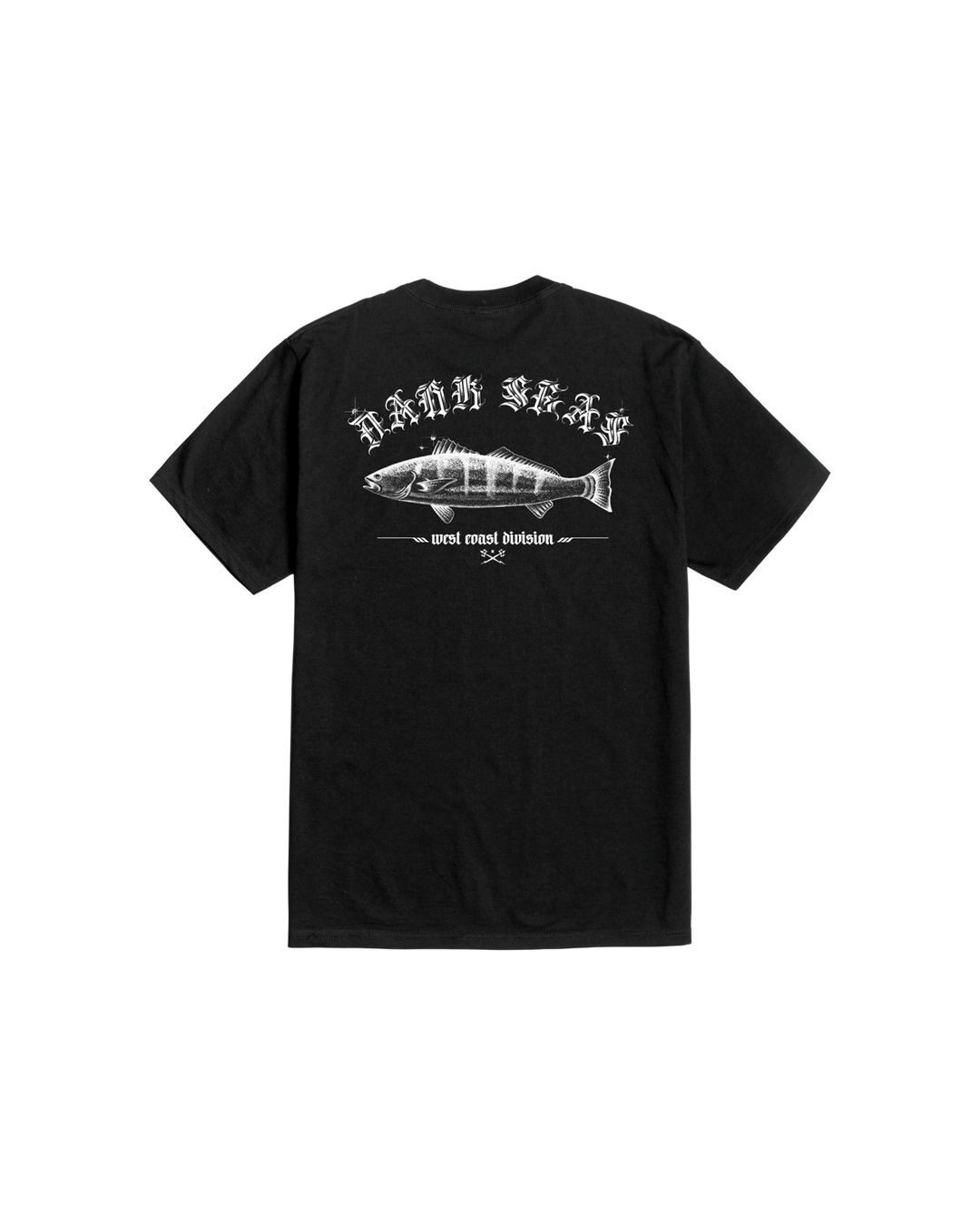 Dark Seas Men's White Sea Bass Stock T-Shirt - Black - Sun Diego Boardshop