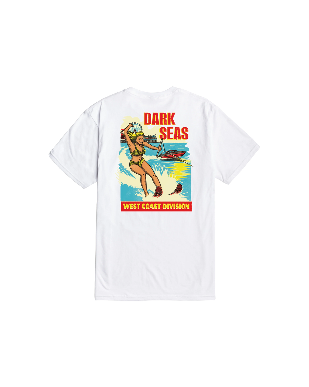 Dark Seas Men's West Coast Water Decal Premium T-Shirt - White - Sun Diego Boardshop