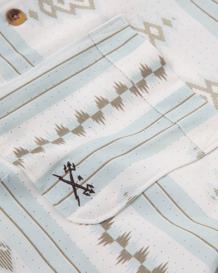 Dark Seas Men's Palmetto Short Sleeve Shirt - Off-White/Blue - Sun Diego Boardshop