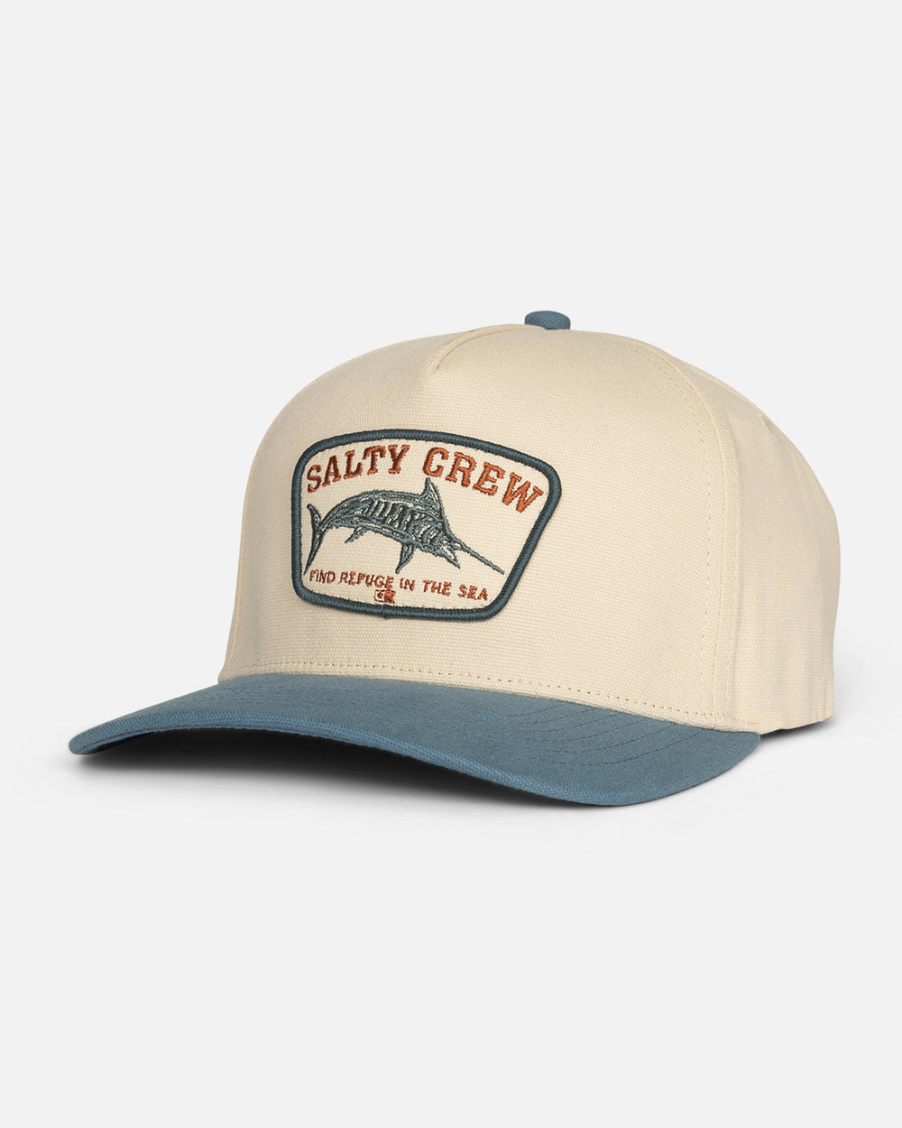 Salty Crew Billfisher 5 Panel Hat - Off White Pilot Blue - Sun Diego Boardshop