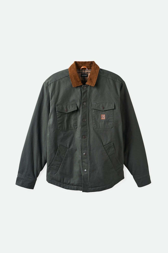 Brixton Builders Durham Waxed Canvas L/S Flannel Lined Jacket - WASHED BLACK - Sun Diego Boardshop