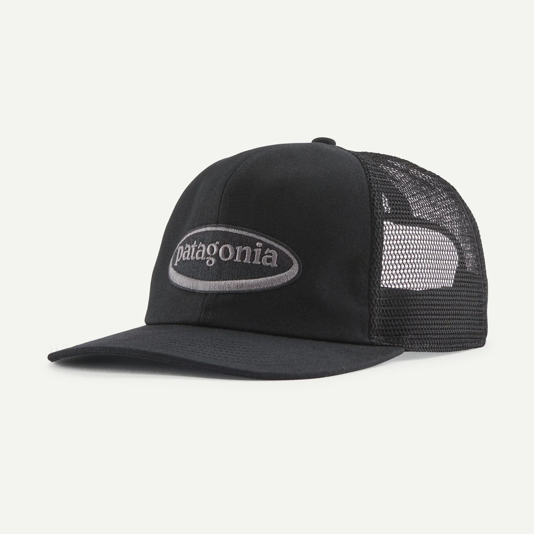Patagonia Men's Relaxed Trucker Hat - 95 Oval Logo Black - Sun Diego Boardshop