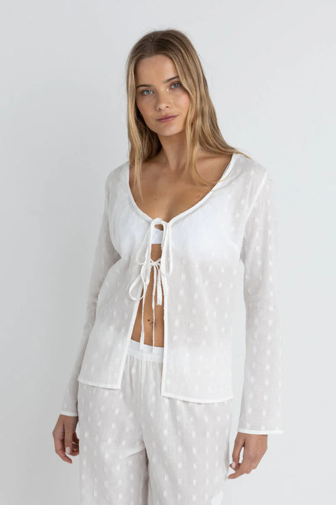 Rhythm Mirage Long Sleeve Cardigan - White - Sun Diego Boardshop