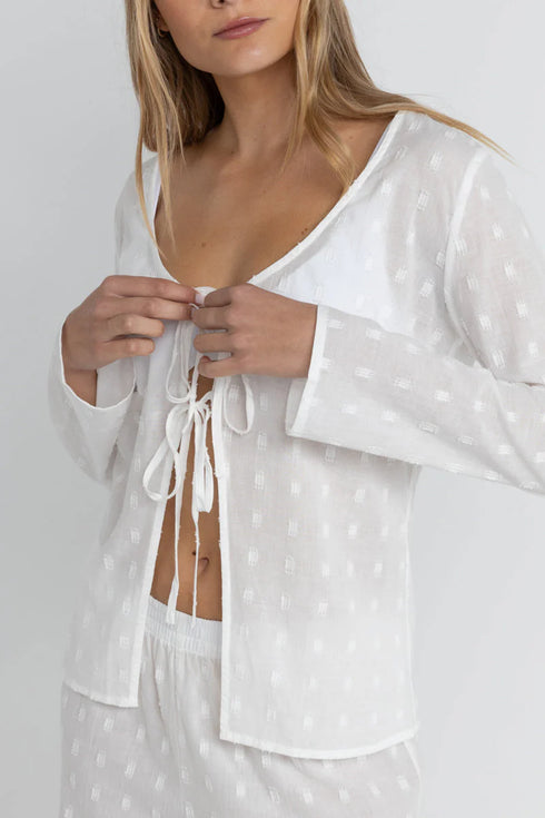 Rhythm Mirage Long Sleeve Cardigan - White - Sun Diego Boardshop