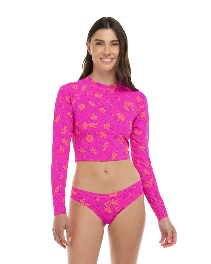 Body Glove Puako Let It Be Crop Rashguard - BUBBLE GUM - Sun Diego Boardshop