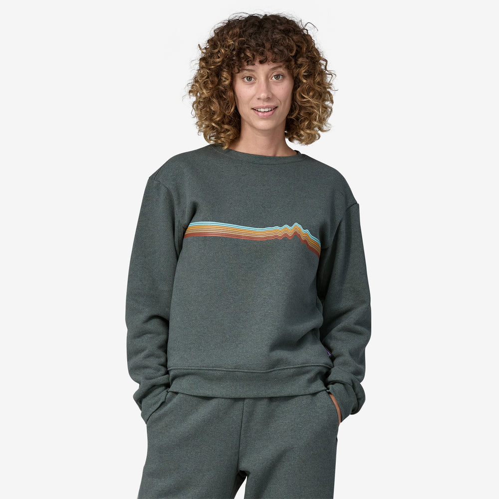 Patagonia Women's Ridge Rise Stripe Uprisal Crew Sweatshirt - Nouveau Green - Sun Diego Boardshop
