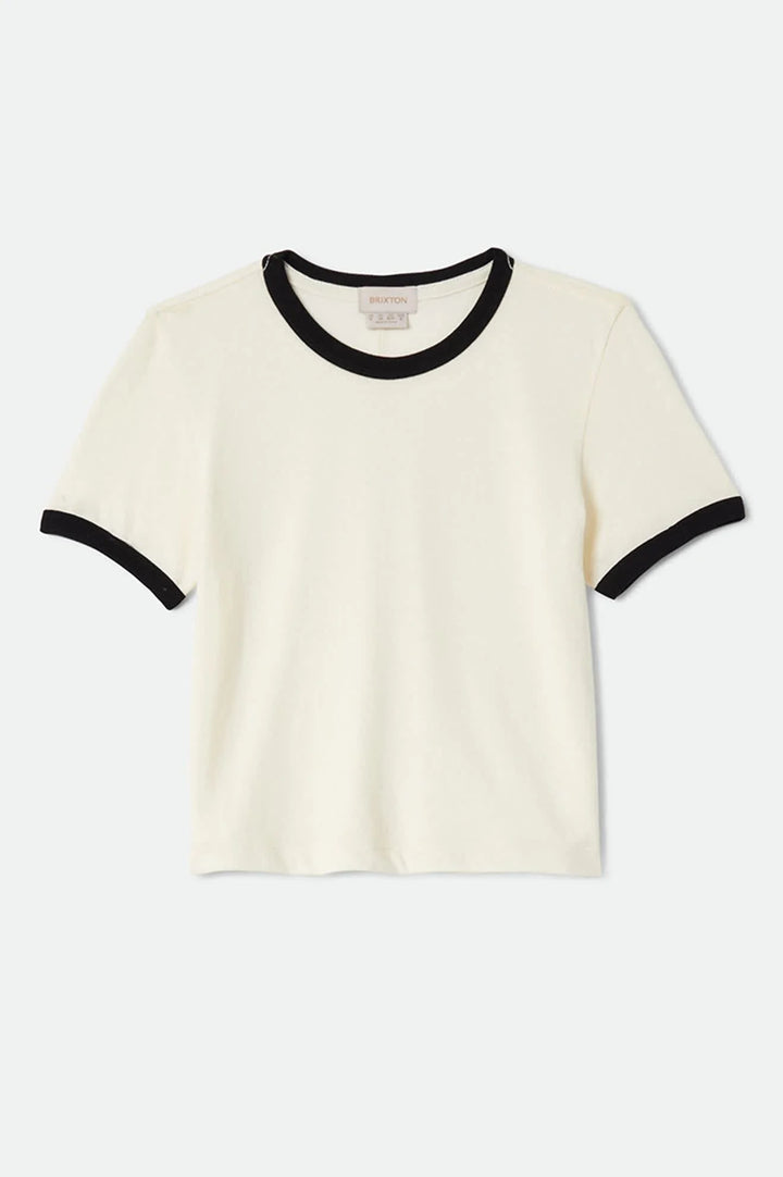 Brixton Women's Carefree Organic Garment Dye Ringer T-Shirt - Off White/Black - Sun Diego Boardshop