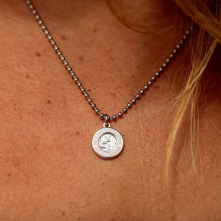 Getback Supply Small St. Christopher Necklace - Silver-Petal