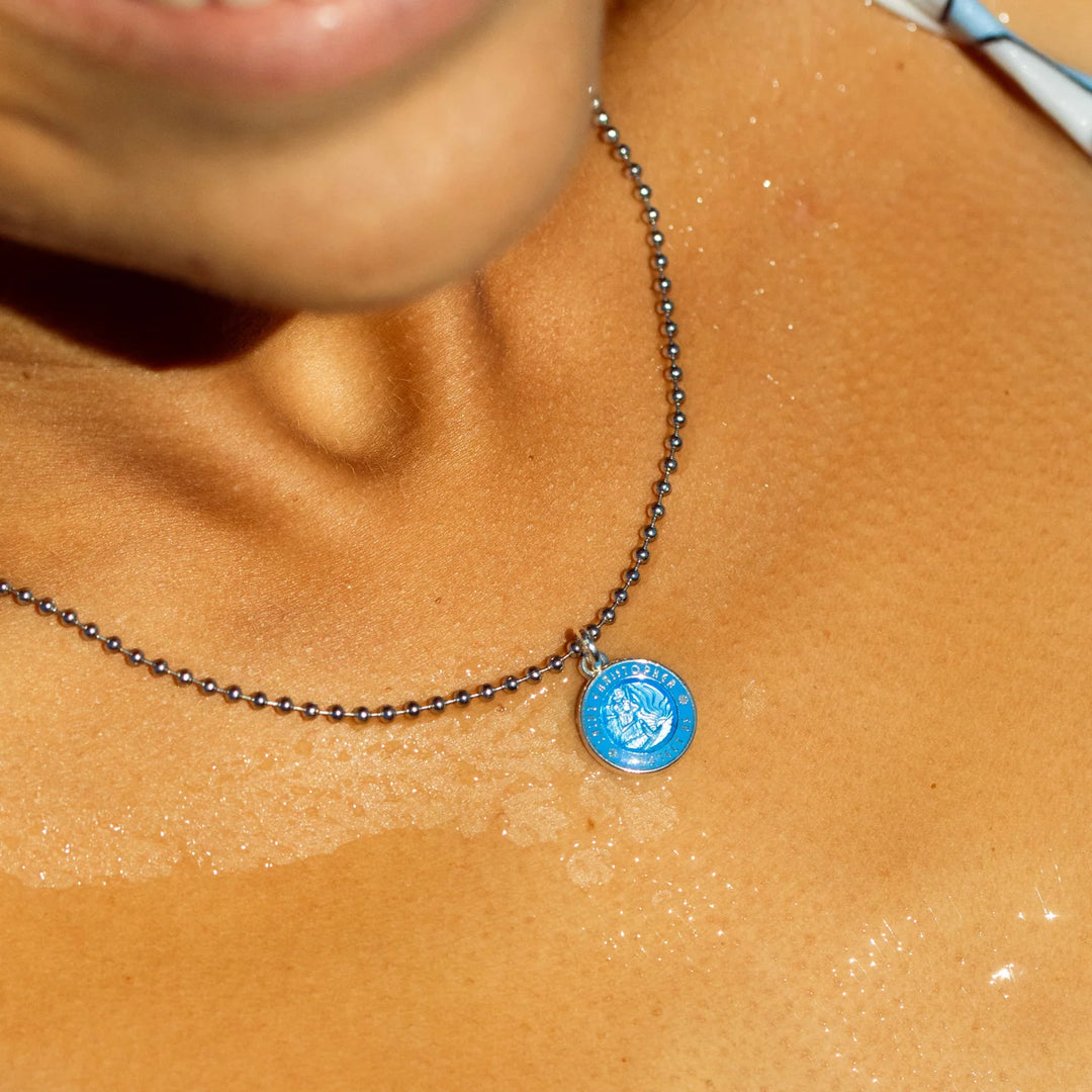 Getback Supply Small St. Christopher Necklace - Denim Blue